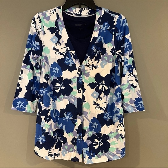 Comfort Code Tops - New! Comfort Code by Cuddl Duds 2-Piece Set – Tank & Floral Cardigan (XS)